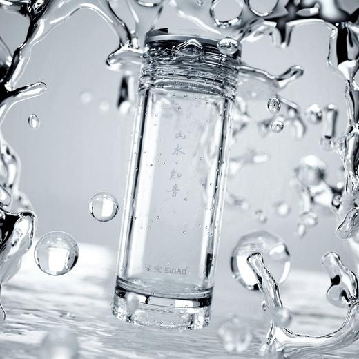 思宝山水知音新款双层玻璃杯商务办公礼盒装带隐形茶隔透明水杯 商品图4