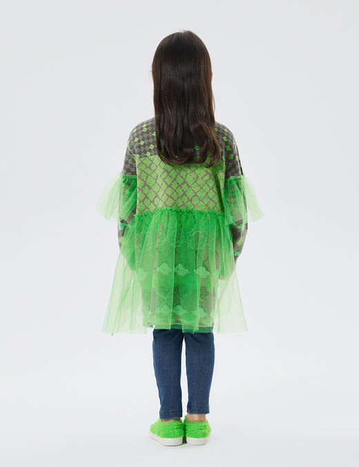 江南布衣童  22年秋款  透明薄纱棉质长袖毛衫连衣裙  1M8G11520 商品图5