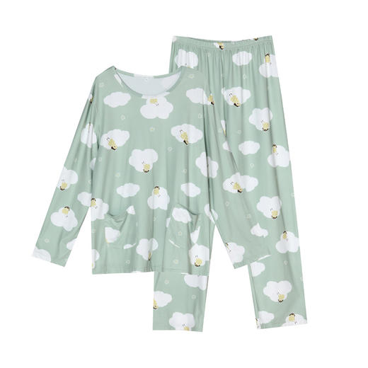 都市丽人好睡好眠女士牛奶丝套装牛奶丝拉架薄家居服长袖睡衣LH22J4 商品图3