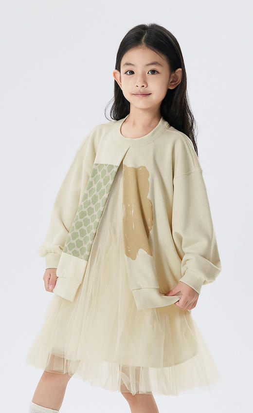 江南布衣童  22年秋款  短款开衫薄纱长袖连衣裙  1M8G12320 商品图6