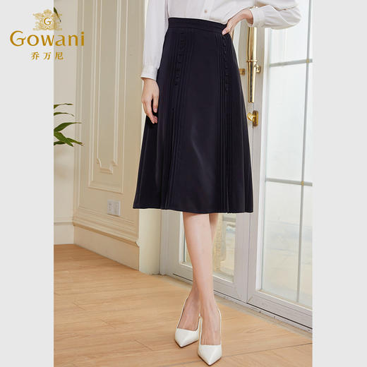 乔万尼半身裙春季新款a字半裙高腰显瘦重工开叉设计EF3D890 商品图2