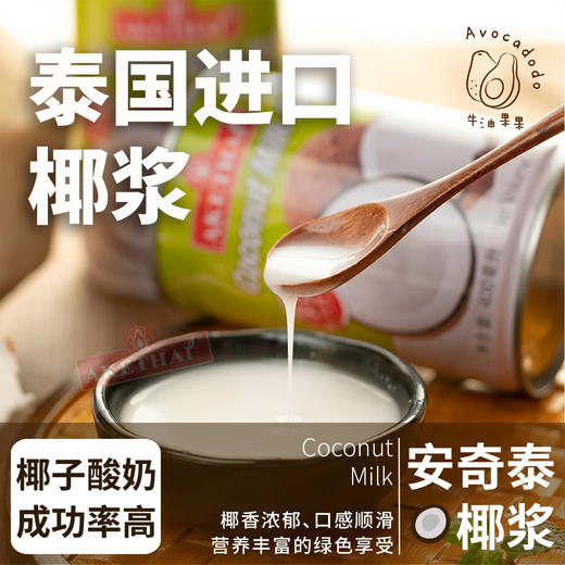 泰国进口安奇泰akethai椰浆椰子酸奶甜品烘焙咖喱400ml牛油果果 商品图0