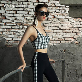 DIVINA BLU伦敦系列印象文胸黑灰白美背瑜伽背心女带胸垫运动内衣