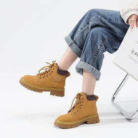 优选丨ZHR马丁靴女新款英伦风厚底大黄靴复古休闲工装靴 二层牛皮 