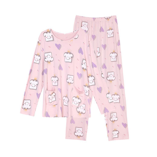 都市丽人好睡好眠女士牛奶丝套装牛奶丝拉架薄家居服长袖睡衣LH22J4 商品图5