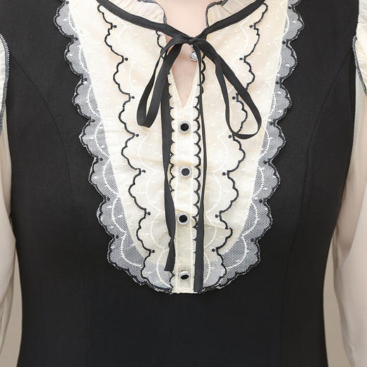 YWE EA218修身时尚A字裙木耳边拼接气质连衣裙 商品图3