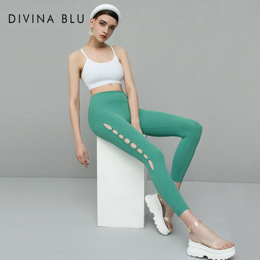 DIVINA BLU伦敦系列知性裸感九分裤时尚镂空花纹瑜伽裤紧身健身裤 商品图1