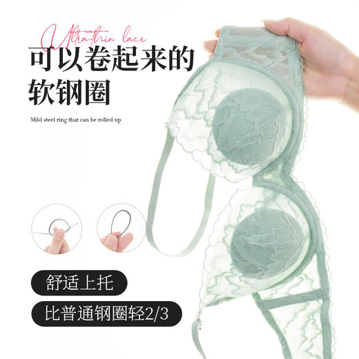 夏娃的诱惑山卿组内衣女大胸显小蕾丝性感文胸夏季薄款防下垂大码胸罩 商品图3