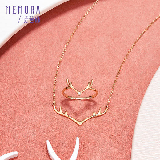 【1件7.5折】MEMORA诗普琳心花鹿放玫瑰18K金钻石戒指鹿角女戒KR004048、KR1275 商品图5