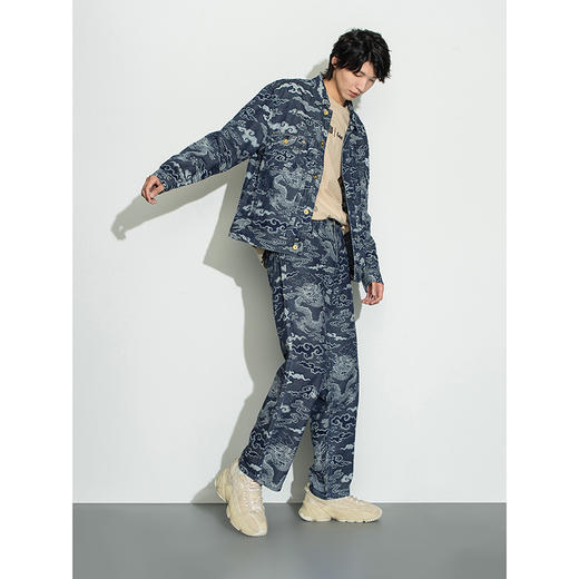 Lee宫廷文化“龙随型动”潮服彭于晏同款22秋冬新品中蓝男牛仔裤 商品图2