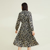 玳莎显瘦连衣裙女2022新款秋季优雅碎花长袖飘带设计感中长款裙子 CC35301 商品缩略图2