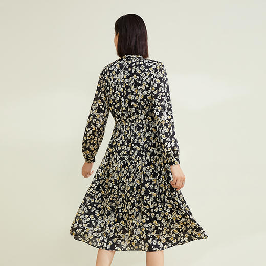 玳莎显瘦连衣裙女2022新款秋季优雅碎花长袖飘带设计感中长款裙子 CC35301 商品图2