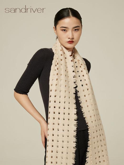 青海玛沁手工氆氇羊绒镂空围巾 SJF94P396W 商品图4