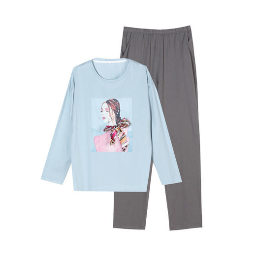 都市丽人好睡好眠女士特价棉质套装26支CVC单面薄家居服长袖睡衣LH22J6 商品图5