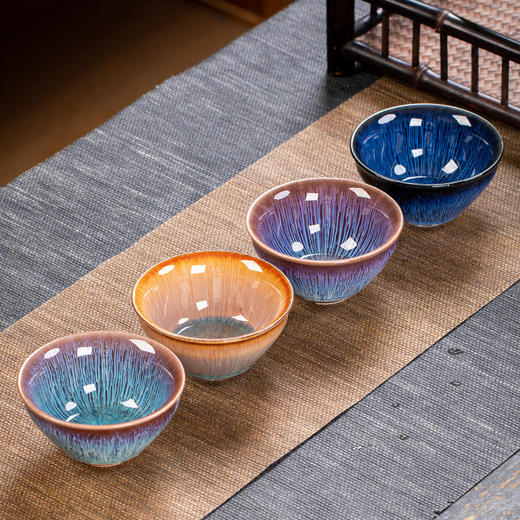 「窑变工艺礼盒装」窑变茶杯陶瓷茶盏功夫茶杯建盏斗笠杯主人杯餐饮用具 商品图0