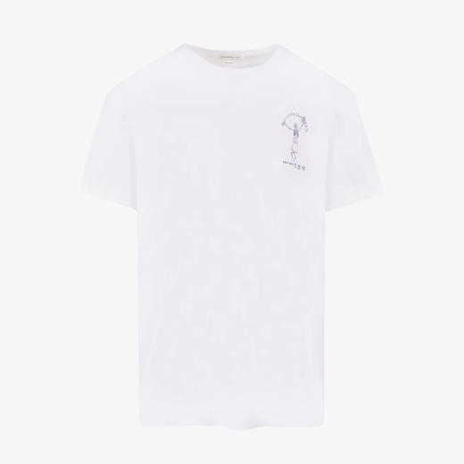 ALEXANDER MCQUEEN 亚历山大.麦昆 男士棉质骷髅徽标印花圆领短袖T恤 白色 711004 QTZ40 0900 商品图0
