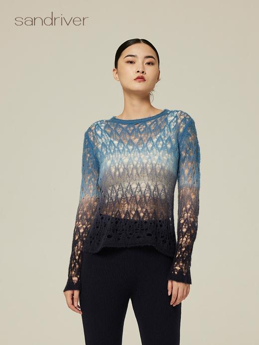 真丝羊绒吊染镂空套衫 SJF94W373A 商品图0