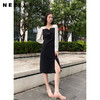 NEELLY纳俪商场同款秋季气质连衣裙女胸前压褶显瘦中长款下开叉裙N22074Y03304 商品缩略图1