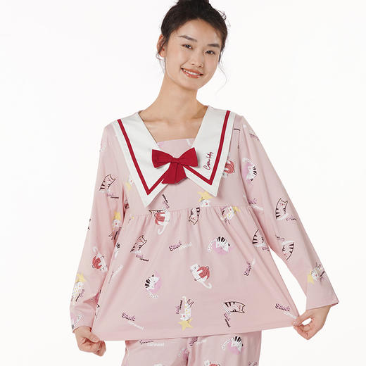 都市丽人生活家居棉质套装无尘棉单面薄家居服长袖睡衣LH22G9 商品图0