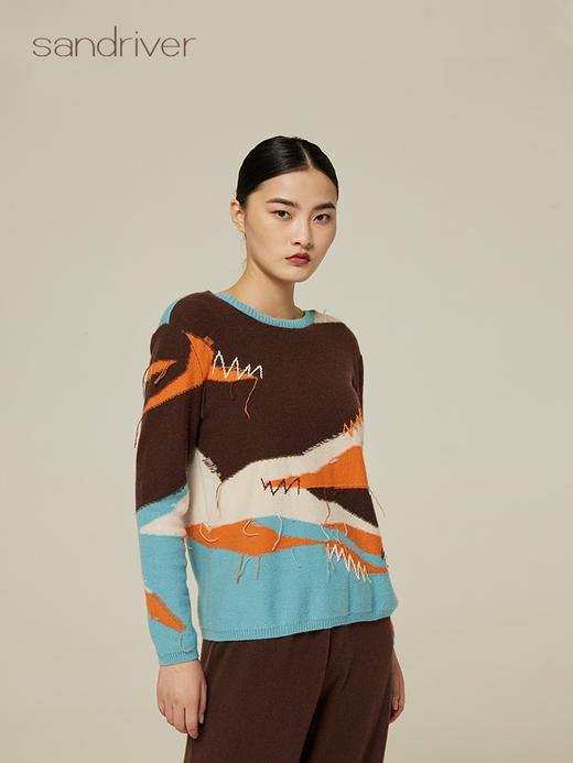 一字领四色羊绒外套 SJF94W184K 商品图0