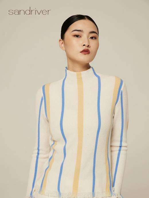 自带领竖撞色羊绒上衣 SJF94W363A 商品图0