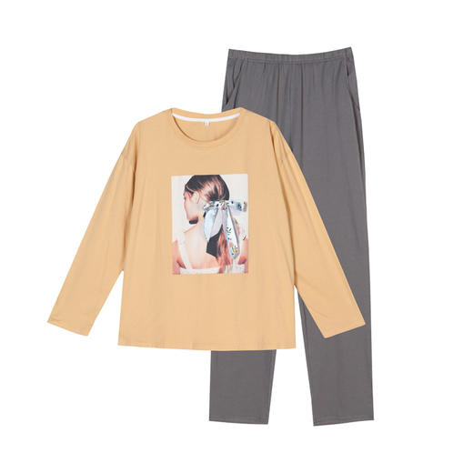 都市丽人好睡好眠女士特价棉质套装26支CVC单面薄家居服长袖睡衣LH22J6 商品图4