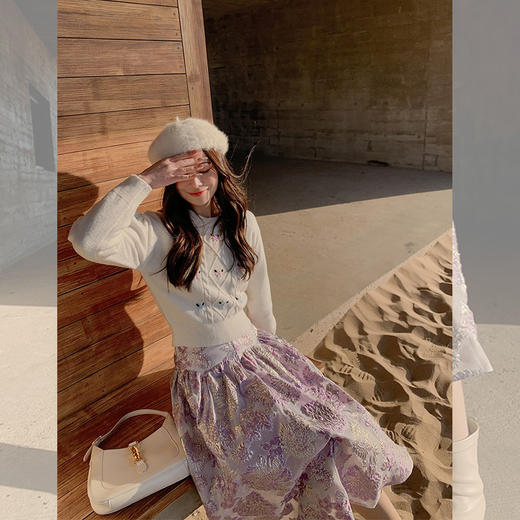 BeQueenStory 【法式布蕾】甜美刺绣提花A字半裙 商品图3