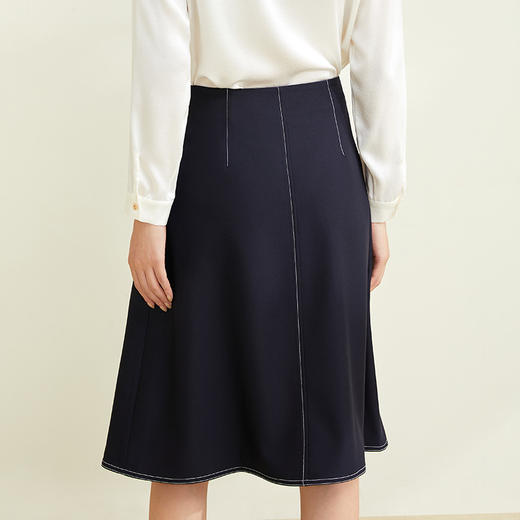 玳莎不规则设计感半裙2022秋季新款通勤优雅高腰中长款A字半身裙 CC34302 商品图2