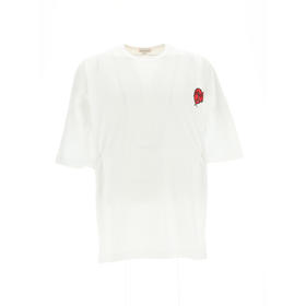 ALEXANDER MCQUEEN 亚历山大.麦昆 男士棉质心形图案徽标印花圆领短袖T恤 白色 711070 QTZ42 0900