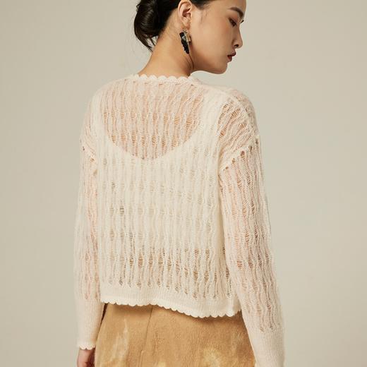 羊绒桑蚕丝手钩外套 SJS94W070K 商品图3