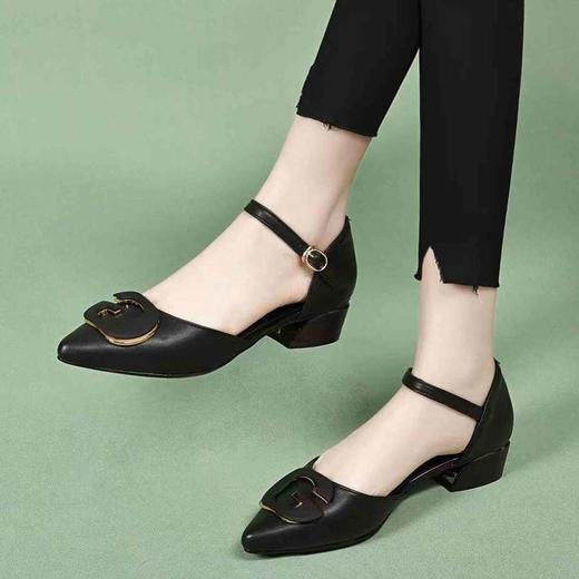 秋季新款时尚百搭低跟尖头单鞋JW622 商品图1