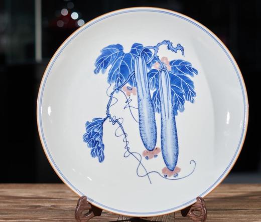 青花釉里红丝瓜盘 商品图0