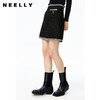 NEELLY纳俪商场同款半身裙女小香风撞色织带设计高腰毛呢A字裙秋N22083E01113 商品缩略图2