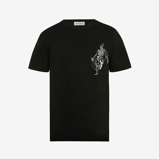 ALEXANDER MCQUEEN 亚历山大.麦昆 男士棉质骷髅图案丝网印花圆领短袖T恤 黑色 710937 QTZ32 0901 商品图0
