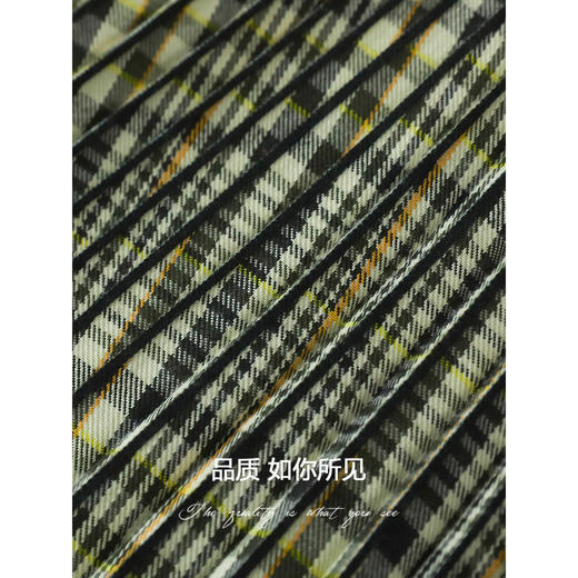 COCOBELLA重工压褶复古格纹迷笛裙女高腰A字半身裙长裙HS49 商品图4