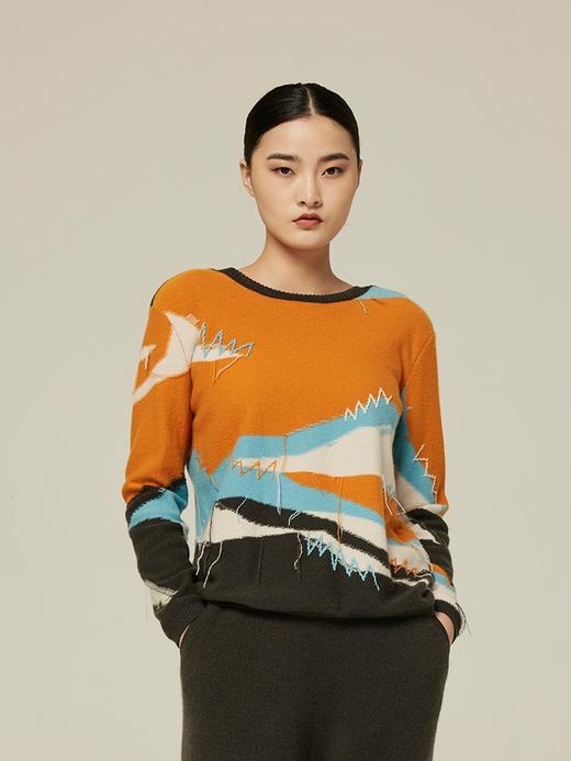 一字领四色羊绒外套 SJF94W184K 商品图3