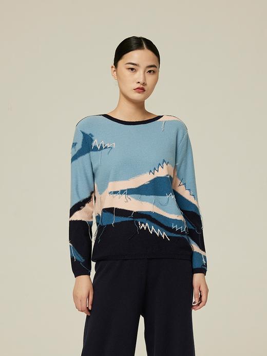 一字领四色羊绒外套 SJF94W184K 商品图4