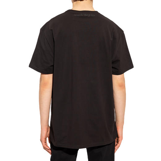 ALEXANDER MCQUEEN 亚历山大.麦昆 男士棉质心形图案徽标印花圆领短袖T恤 黑色 711069 QTZ42 0901 商品图2