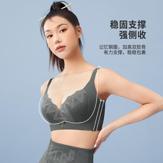 都市丽人美体纤塑中塑CD杯调整型文胸蕾丝薄3/4杯塑身衣塑身文胸四排扣无钢圈LJ22M7 商品图7