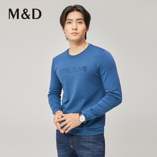 MD名盾商务男装秋冬新款休闲长袖卫衣T恤圆领纯色字母logo 商品图2