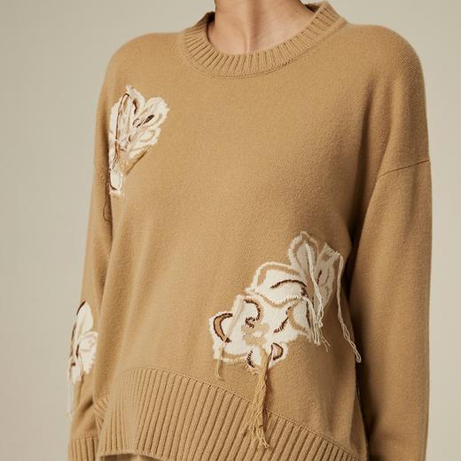 羊绒圆领提花手绣套衫 SJF94W217K 商品图3