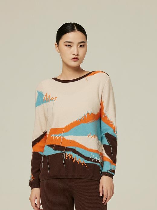 一字领四色羊绒外套 SJF94W184K 商品图2