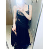 BeQueenStory 【配枪朱丽叶】重工缎面拼接蕾丝吊带私服裙女修身小黑裙 商品缩略图0