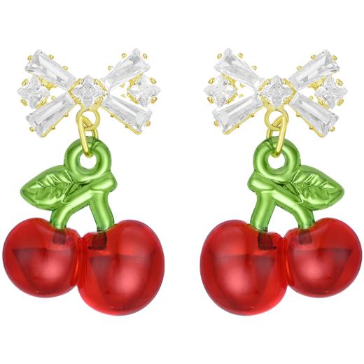 ZEGL蝴蝶结红色樱桃耳环女2022新款潮耳钉小众设计感高级银针耳饰 商品图4