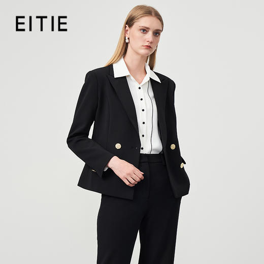 EITIE爱特爱秋冬新款修身显瘦女士西装双排扣商务短外套6703412 商品图0