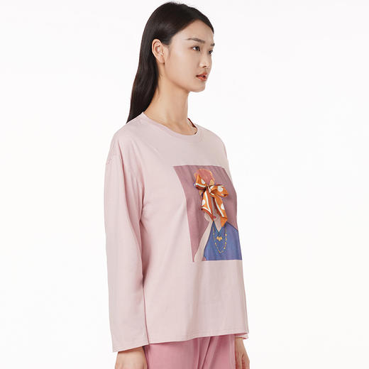 都市丽人好睡好眠女士特价棉质套装26支CVC单面薄家居服长袖睡衣LH22J6 商品图1