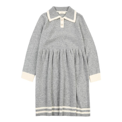 mettekids女童连衣裙春秋新款百褶公主裙中大童长袖纯羊绒裙子 商品图5