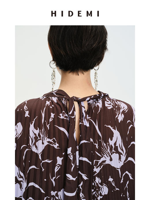 HIDEMI “我们做印花”系列限定棕紫色花卉三件套 连衣裙/衬衫/半裙 商品图10