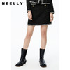 NEELLY纳俪商场同款半身裙女小香风撞色织带设计高腰毛呢A字裙秋N22083E01113 商品缩略图3
