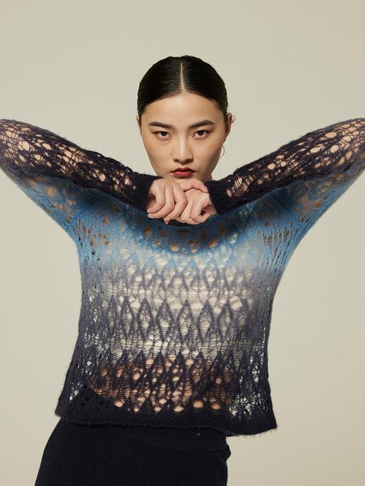 真丝羊绒吊染镂空套衫 SJF94W373A 商品图1